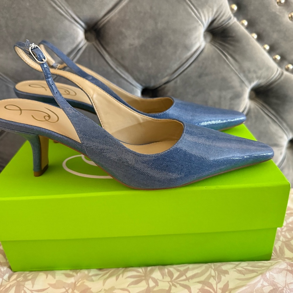 Sam Edelman Shimmering Blue Slingback Heels